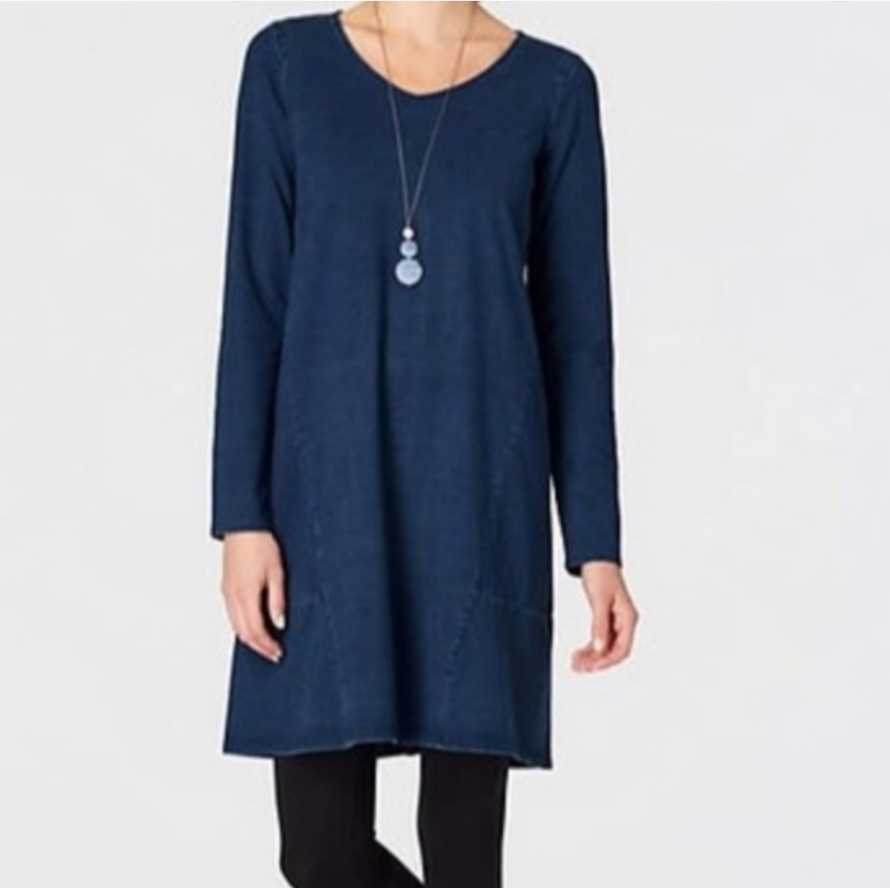 Purejill Indigo Long Sleeve Dress